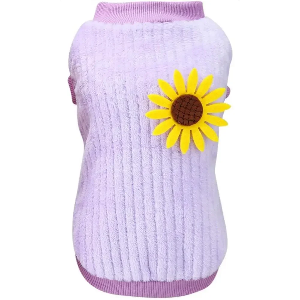Winter Warm Pet Dog Sweater Cute Chrysanthemum Print for Small Teddy Costume Cat